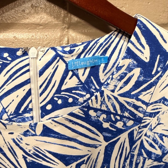 J McLaughlin Brenda Shift Dress Catalina Blue White Willow Bluff Tassel Small - Picture 10 of 15